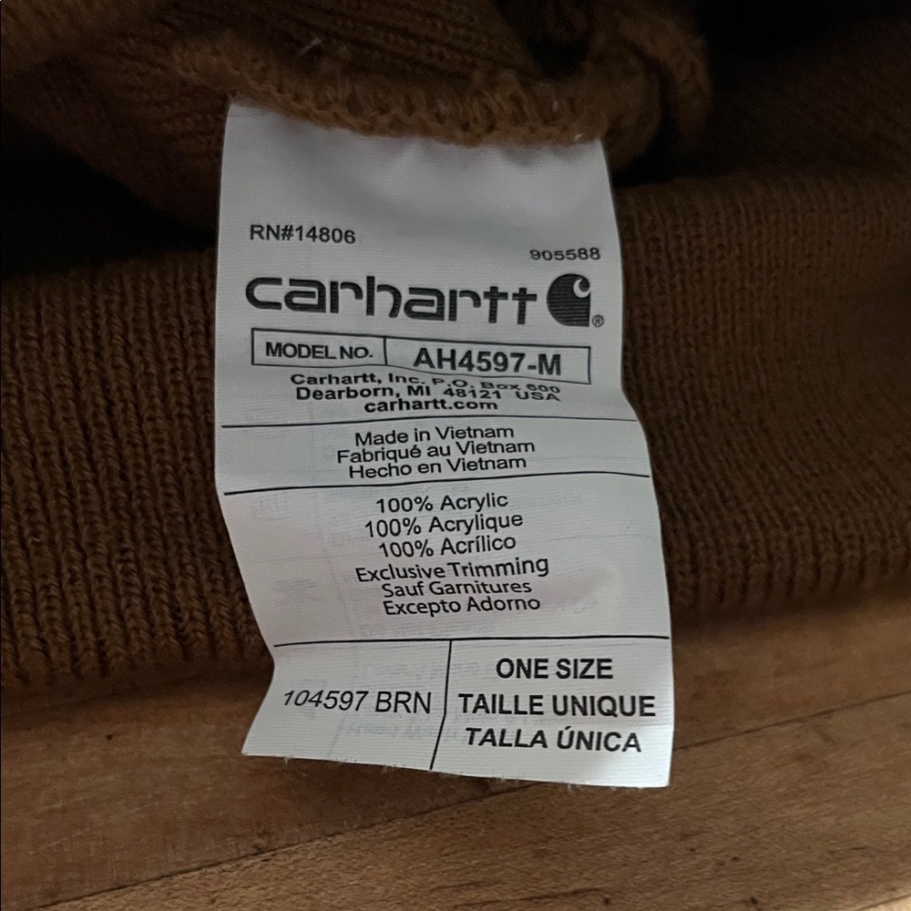 Carhartt Limited Edition Amazon Brown Beanie with Embroidered Logo - Picture 2 of 3